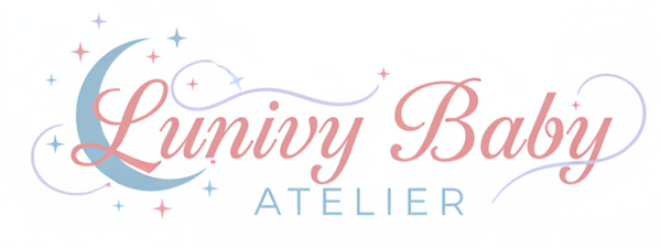 Create a unique logo, white background for Lunivy Baby Atelier